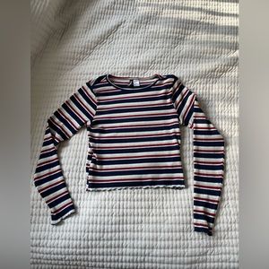 Divided H&M Striped Long Sleeve Crop Top